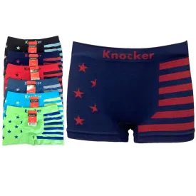 6 Knocker Boys Boxer Shorts Stripes Stars Seamless Spandex Kids Soft Underwear M