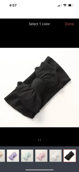 Baby Top Knot Double Bow Headband  Black