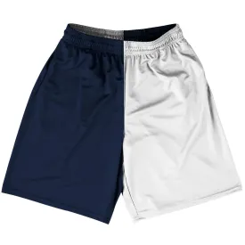 Blue Navy And White Quad Color Basketball Practice Shorts Made In USA