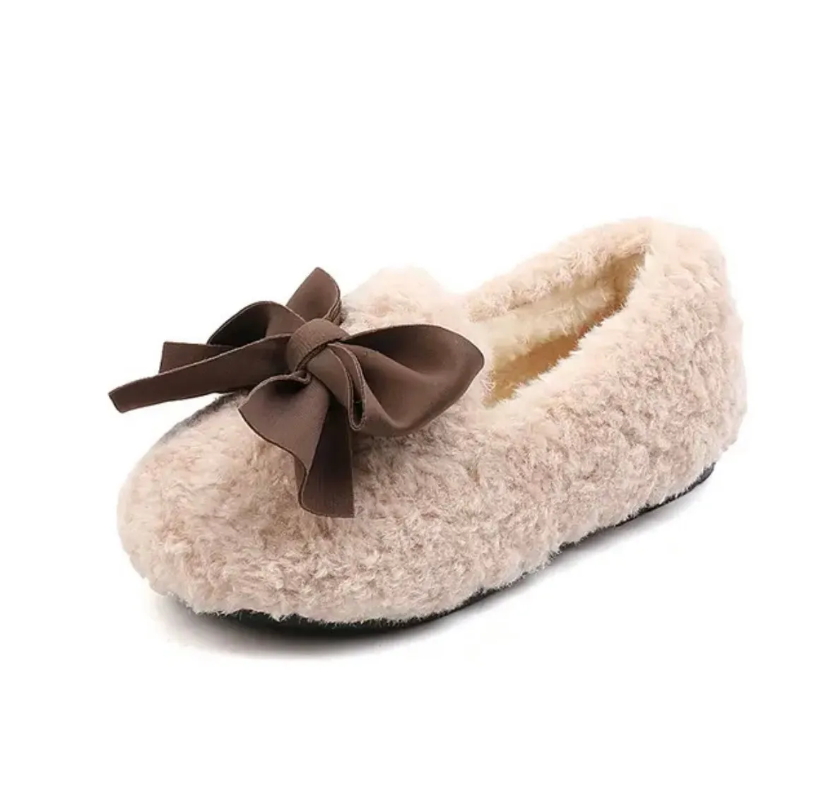 Girls Fluffy Bow Shoes