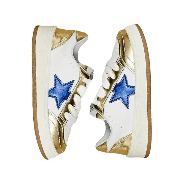 Gold and Royal Blue Star Kid Sneakers
