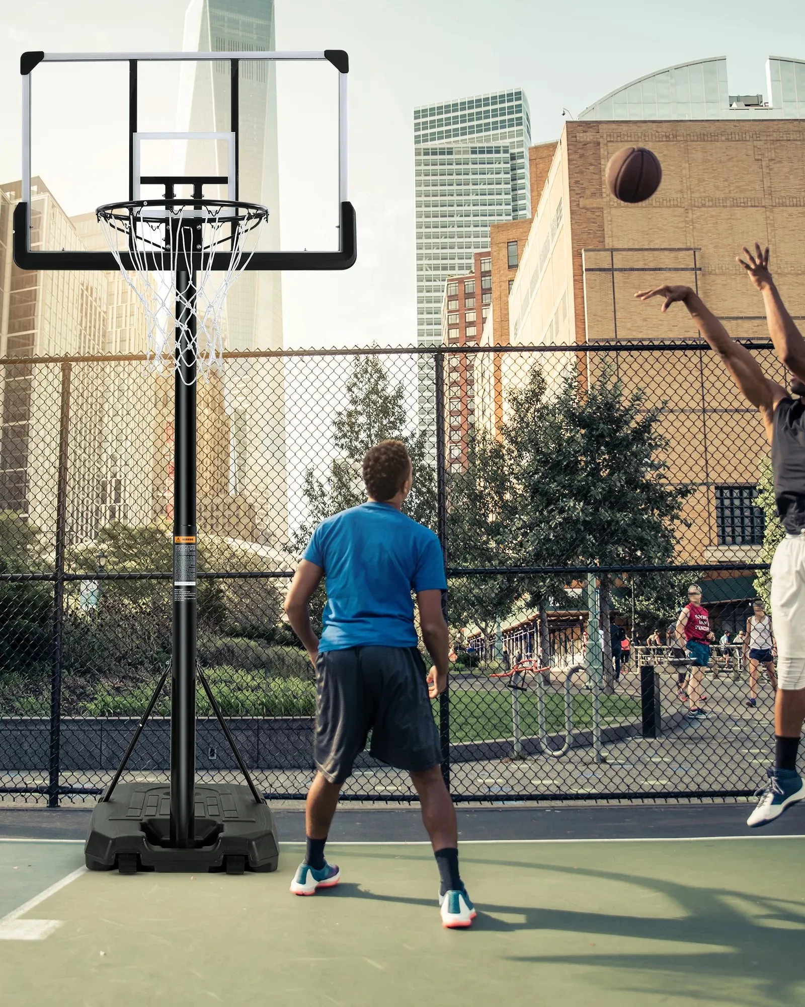 Portable Basketball Hoop Goal Basketball Hoop System Height Adjustable 7 ft. 6 in..10 ft. with 44 inch Indoor Outdoor PVC Backboard Material