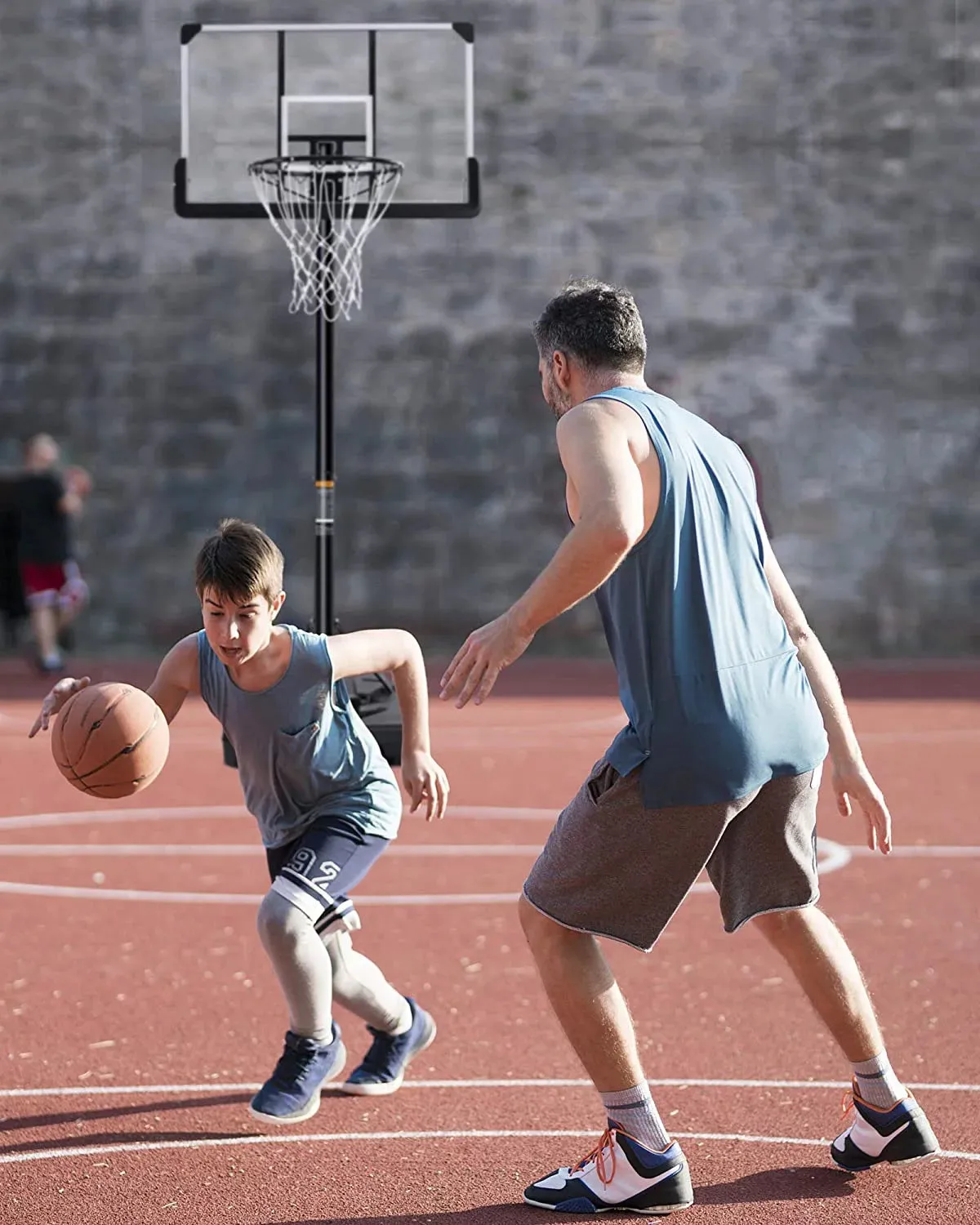 Portable Basketball Hoop Goal Basketball Hoop System Height Adjustable 7 ft. 6 in..10 ft. with 44 inch Indoor Outdoor PVC Backboard Material